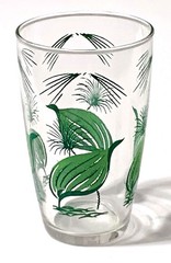 Libbey Clear Glass with Green Leaves 8 oz. Mid-Century Modern Tumblers set of 4
