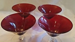 Glasses Morgantown Low Sherbet Champagne Ruby Red Flared Set of 4