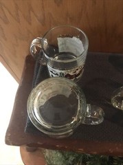 Libbey Vintage Christmas Winter Scene Horse Sleigh Handled Mugs Set of 4