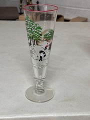 Currier & Ives Vintage 1950’s Libbey Pilsner Beer Glass, Hand Painted Farm Scene