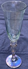 Romanian Hand Blown Glass Champagne Flute Aqua Glass Gold Sparkle Stem