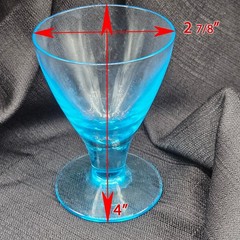 Lot 4 MCM Morgantown Sunrise Medallion Cerulean Blue Footed Juice Glasss Vintage
