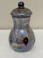 Gibson Glass Amethyst Lilac Hanging Hearts Jar With Lid