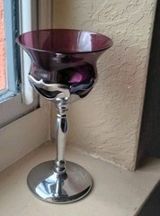 Farber Brothers Krome Kraft Purple Glass Insert Chrome Bottom(1) Goblet