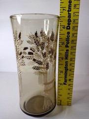 4 Vintage Libbey Franco Wheat Water Glass Tumbler Smokey Amber Mid-Century MCM