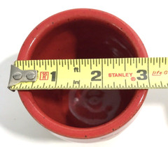 Art Pottery Cup Red and Beige Textured Exterior Glossy Interior Makers Mark