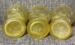 3 Goblets Bubble Glass Grape Motif Glasses Mid Century MCM