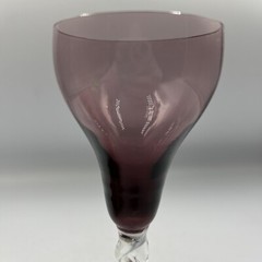 Amethyst Glass Optic Cordial Glasses Clear Ribbed Cord Rope Twisted Stem