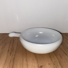 One Vintage “Glasbake” White Milk Glass Soup Bowl With Handle, J2663 11oz