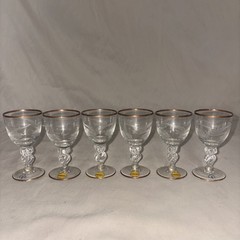 Vintage 60’s Lyngby Glass Seagull Port Wine Glass Set Of 6 Made In Denmark #F10