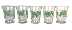VTG Libby Green Camel Children’s Juice Cups Glasses 3″ tall Set of 5
