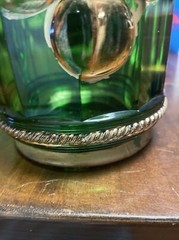 Vintage Northwood INTAGLIO pattern Emerald Green Glass gold-trimmed 5pc Set