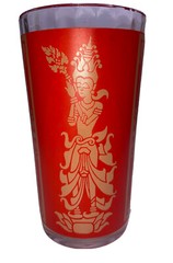 1960 Culver Red Gold Siam Thai Goddess Drinking Glass Tumbler 5” Tall