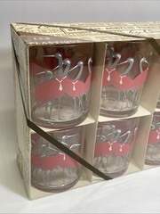 Vintage New! Rare CERA Cranes In White Ties Set Of 6 MCM Cocktail Tumblers