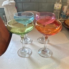 Lilly Pulitzer Coupe Glasses Set of 4 Green Blue Pink Orange