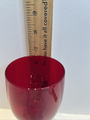 VTG Fostoria Ruby Red 8 Oz Wine Glasses Clear Hex Stem 6 1/2” Tall Clear USA