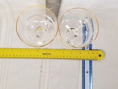 2 SASAKI SAS34 Wine / water Glass goblet / Hour Glass w/ Gold Trim 7″
