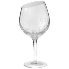Pier 1 Crackle Clear Angled Top 8 5/8″ Red Wine Goblet Glass – 1