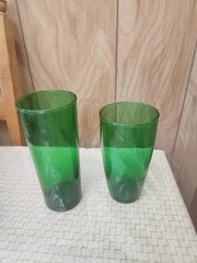 Anchor Hocking Green Tea and Juice Glasses Mixed Sizes Set of 2 Vintage