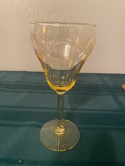 Antique RARE Lancaster Yellow/Topaz Lily Pattern Tulip Water/ Wine Glass 7.25”