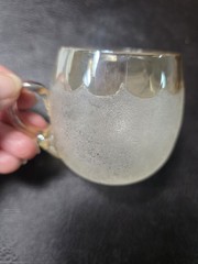 New England Glass Co Pomona First Grind Amber Topaz 2 1/2″ (4) Punch Cups 1885