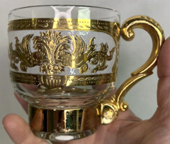 Vintage Set of 4 Russian Martini Cocktail Handled Glasses Mugs Cups