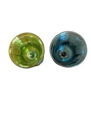 Vintage Harvest Grape Carnival Glass Goblets – Blue and Green Iridescent