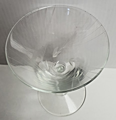 Elegant Classic Martini Glass with Etched Line Sprays Pattern 14.5cm Tall 9.5cmW