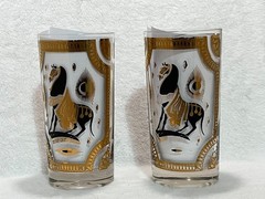 Fred Press Set of Five 22 Karat Gold Trojan Horse Highball Glasses