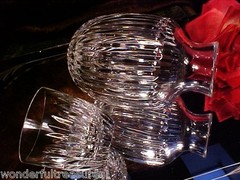 GORGEOUS REALLY CLEAR Crystal CUT GLASS TUMBLE UP Carafe & Tumbler RARE!