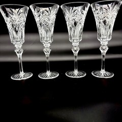 4X Cristal d’Arques Vincennes Wine Glasses 7.75” Faceted 24% Lead Crystal Vtg