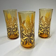 Vintage Libbey Glasses Amber Golden Wheat Ribbon – Set Of 3, Replacements,.