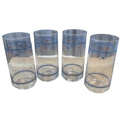 Set of 4 Corelle Corningware Country Violets 14 oz Drinking Glass Tumblers 6″