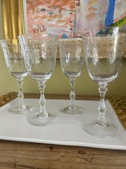 Vintage Set of 4 Fostoria Navarre Clear Crystal Large Claret/Wine Goblet 6.5”
