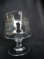 Saski/Noritake Crystal Clear Grey Cut Bamboo Seafood Cocktail & Glass Liner EUC