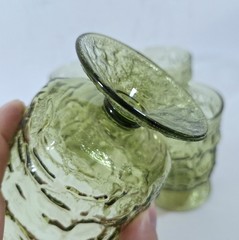 Set of 4 – Midcentury Anchor Hocking MILANO GREEN On the Rocks Crinkle Glass