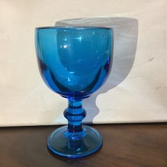 1- Vintage Imperial Glass Turquoise Antique Blue Glass Goblet Hoffman House 6″
