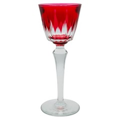Baccarat Crystal Buckingham Cut Cranberry Cordial Shot Glass Wine Glass 8”