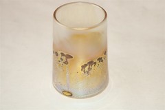 ROBERT COLEMAN – Signed RC Yellow Metallic Oil Spot Art Glass Tumbler