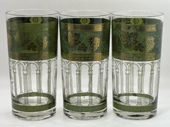Vintage Barware Kitchen Golden Grape Highball Tumbler Set of 3 Glasses MCM Retro