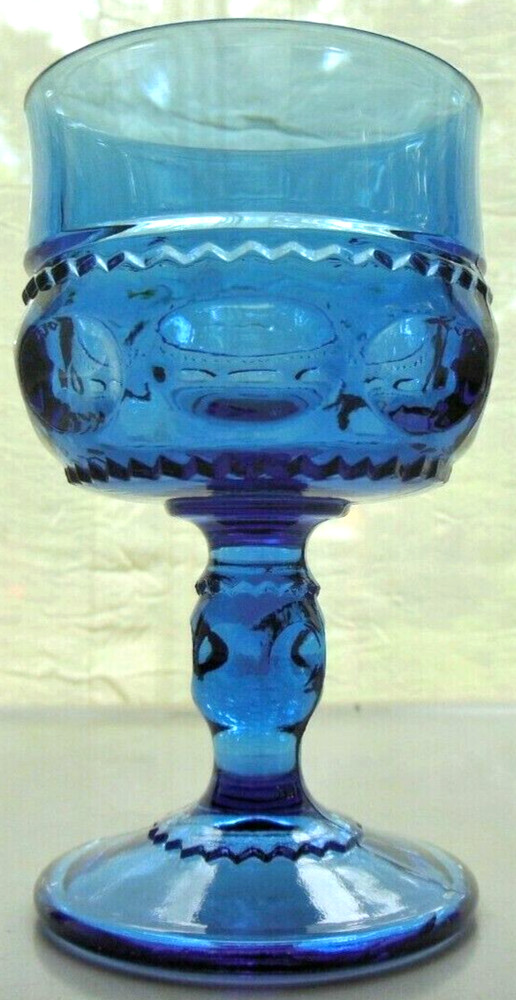 Tiara Indiana Glass Imperial Blue Kings Crown 3 oz Wine Glass
