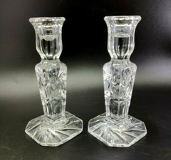 2 x Vintage Crystal Candlesticks Star of David