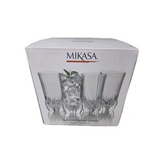 Mikasa 12oz 4Pack Highball Crystal Glasses In Original Box Never Used Beautiful