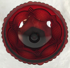 vintage 1876 Avon Cape Cod Ruby Red Glass Footed Candy Dish 6″ wide x 3.25″ tall