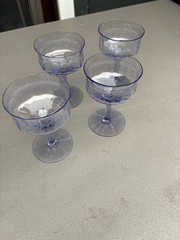 Vintage Tiffin Purple Set 4 Glasses Pattern Unknown 3 1/2″ x 5 1/4″ Etched Lot 1