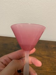 ANTIQUE STEUEBN Rosaline & Alabaster Martini/Champagne/Wine Glass 6 7/8″H