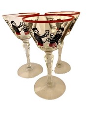 VTG 1947 Libbey Pickwick Liquor Cordial Glass Set of 3 Merrymakers