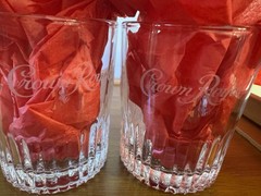 Crown Royal Whiskey Glasses Set of 2 Etched Logo Clear Glass