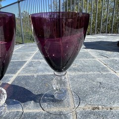 Pair Vintage Cambridge Aurora Amethyst Claret Wine Glass 5 1/4 » Very Pretty