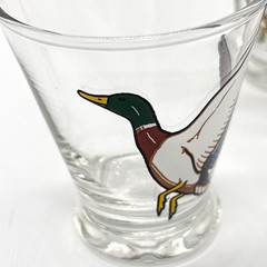 3 Vintage 70s Mallard Duck Drinking Glass Whiskey Hunting Country-EUC -FAST SHIP